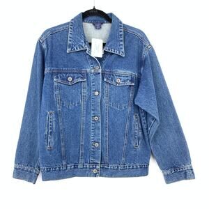 Vintage Denim Jacket Mens Size Small Blue Jean Jacket Trucker 90s Classic